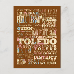 Attractions & Famous Places of Toledo, Ohio. Postcard