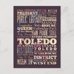 Attractions & Famous Places of Toledo, Ohio. Postcard