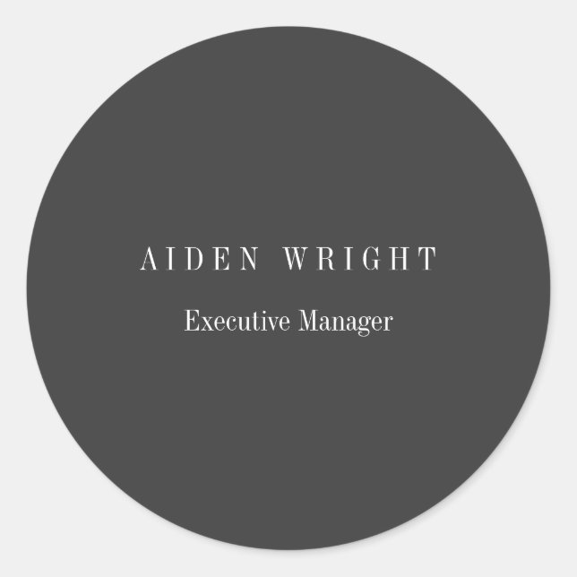 Attractive Black Classical Minimalist Classic Round Sticker (Front)