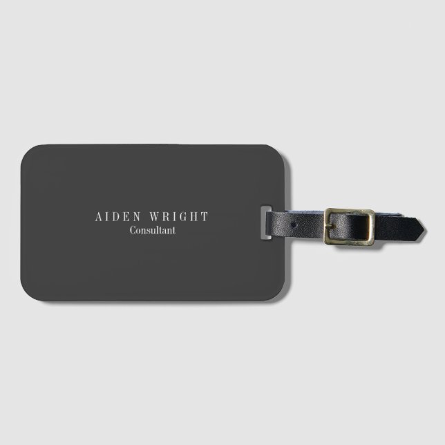 Attractive Black Classical Minimalist Luggage Tag (Front Horizontal)