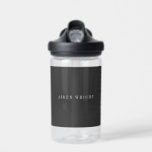 Attractive Black Classical Minimalist Own Name Water Bottle<br><div class="desc">Easy Editing Tools. Different Card Types and Sizes,  Colour and Font Choices.</div>