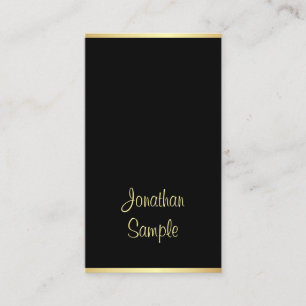 Attractive Black Gold Hand Script Font Text Modern Business Card