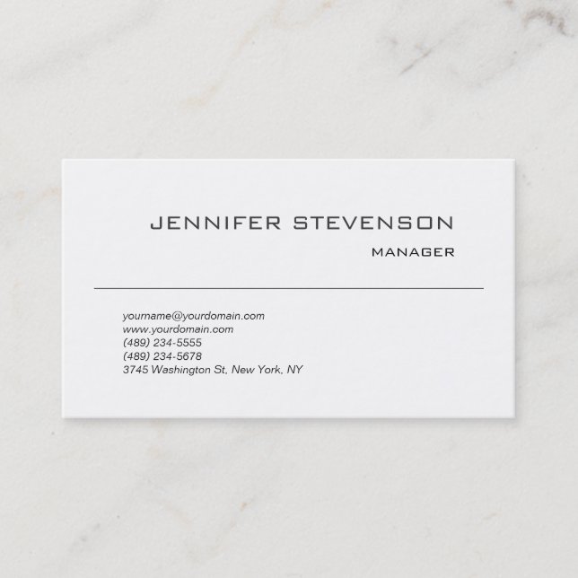 Attractive Black White Modern Minimalist Plain Business Card (Front)