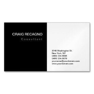 Attractive Black White Modern Minimalist Plain Magnetic Business Card
