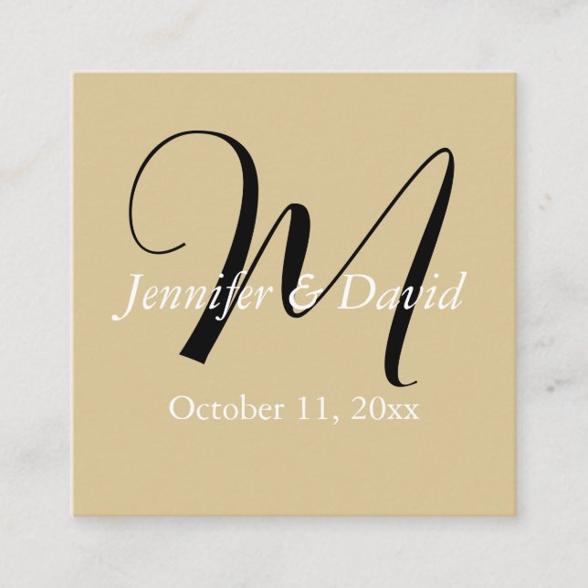 Attractive Calligraphy Monogram Wedding  Enclosure Card (Front)
