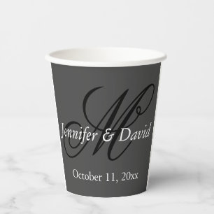 Attractive Calligraphy Monogram Wedding  Paper Cups