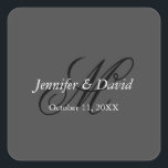 Attractive Calligraphy Monogram Wedding Square Sticker<br><div class="desc">You can easily change the fonts and colours. You can also add your logo and the background image as you like.</div>