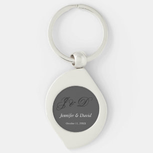 Attractive Calligraphy Script Monogram Wedding Key Ring