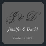 Attractive Calligraphy Script Monogram Wedding Square Sticker<br><div class="desc">You can easily change the fonts and colours. You can also add your logo and the background image as you like.</div>