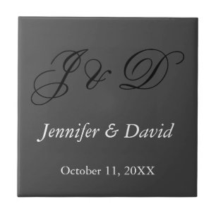 Attractive Calligraphy Script Monogram Wedding Tile