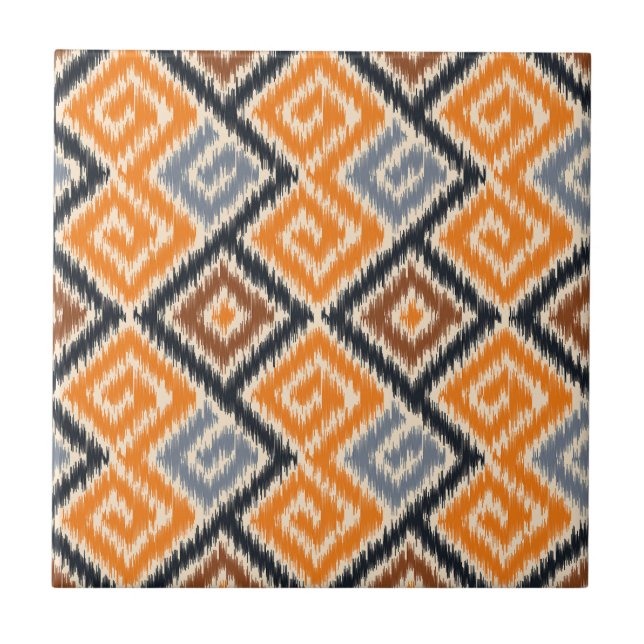 Attractive Colourful ikat Kitchen backsplash Orang Tile (Front)