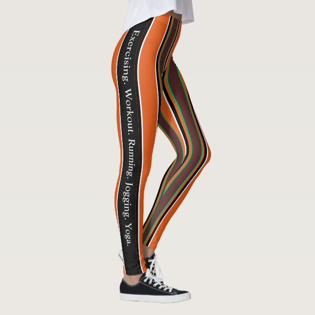 Attractive colours l Orange and green strips Leggings (Right)