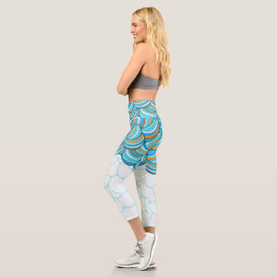 Attractive cute abstract pattern l Exercise blue Capri Leggings