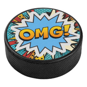 Attractive eye catching graffiti Pop art OMG Hockey Puck