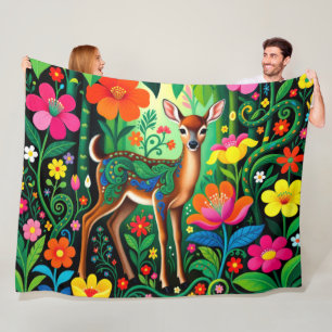 Attractive Fairy Fawn Animal Fleece Blanket