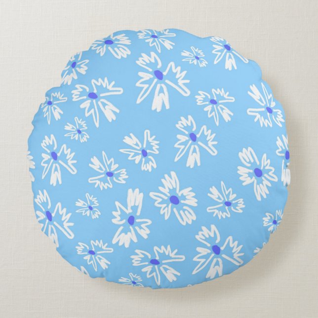 Attractive Floral Bliss Patterned Round Cushion (Front)