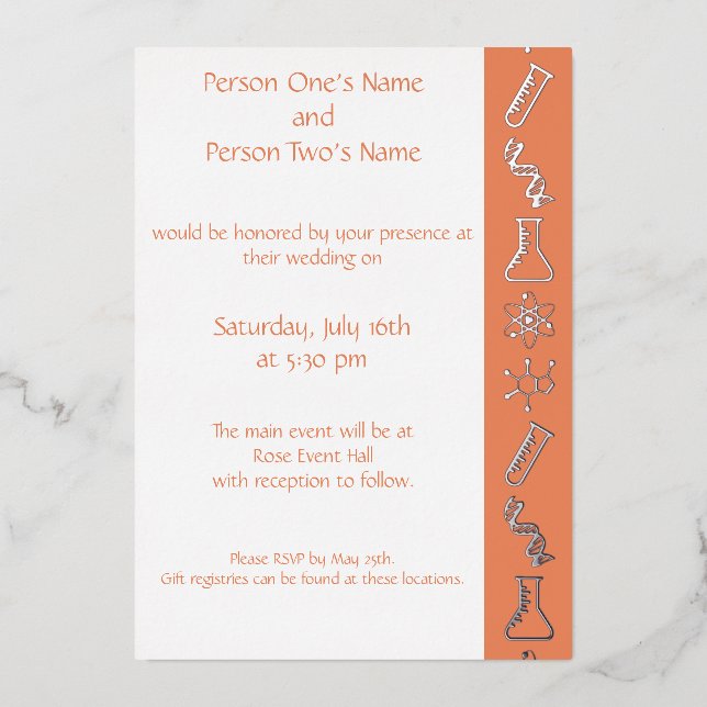 Attractive Forces in Coral Foil Invitation (Front)