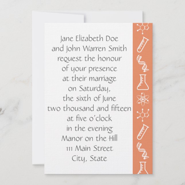 Attractive Forces in Coral Wedding Invitation (Front)