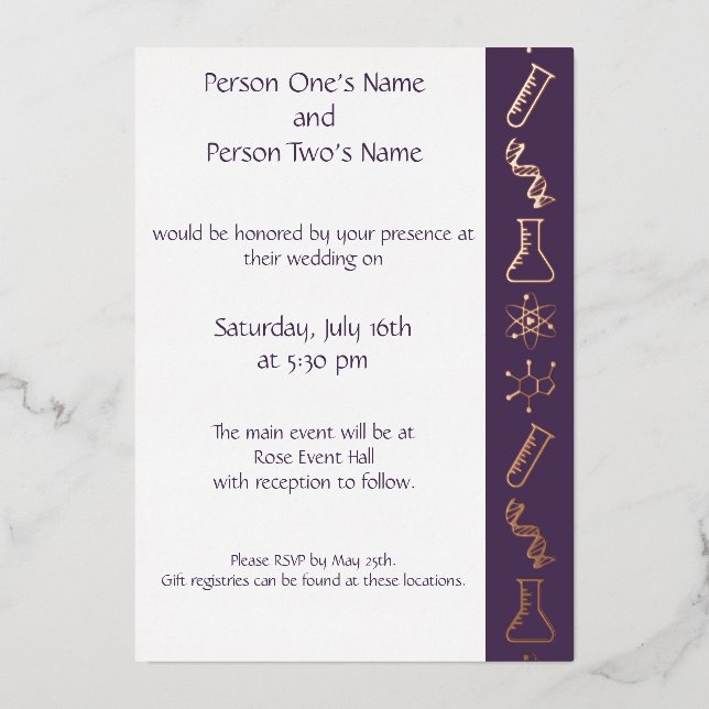 Attractive Forces in Purple Foil Invitation (Front)