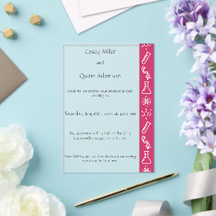 Attractive Forces in Raspberry Acrylic Wedding  Invitations