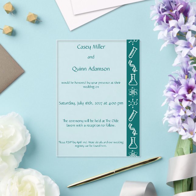 Attractive Forces in Teal Acrylic Wedding  Invitations (Insitu (Wedding))