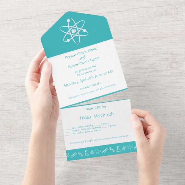 Attractive Forces in Turquoise All In One Invitation (Tearaway)