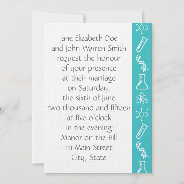 Attractive Forces in Turquoise Wedding Invitation (Front)