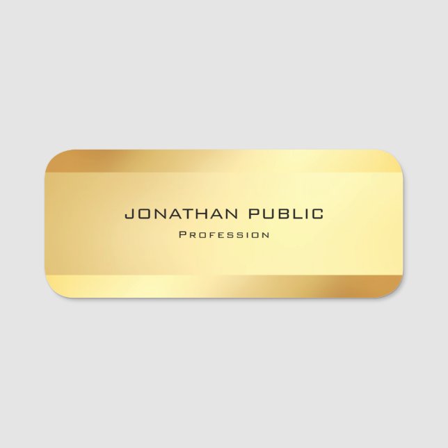 Attractive Glamourous Gold Modern Simple Template Name Tag (Front)