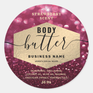 Attractive glittery script body butter label