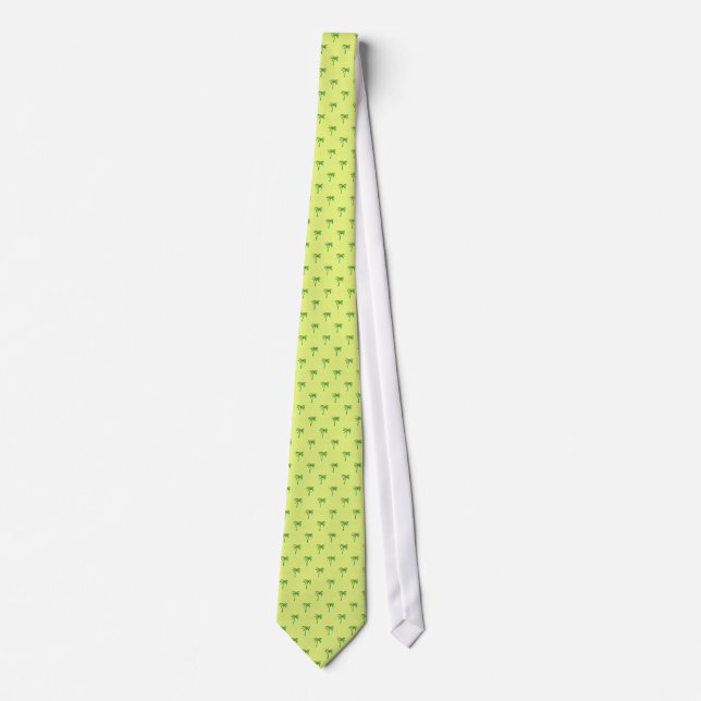 Attractive green palm trees on rough yellow surfac tie (Front)