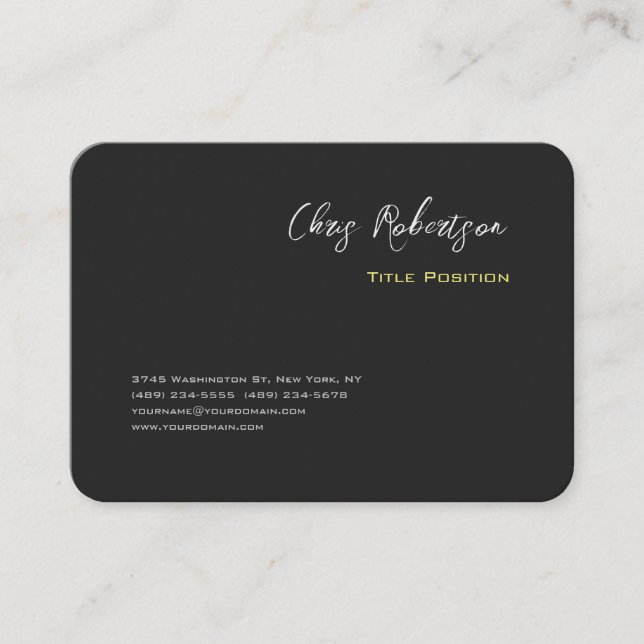 Attractive Grey Yellow Chic Sharp Modern Business Card (Front)