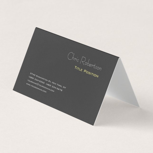 Attractive Grey Yellow Chic Sharp Modern Business Card (Front)