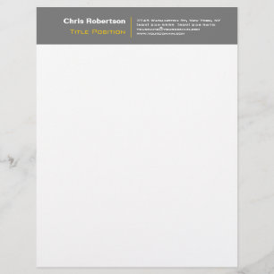 Attractive Grey Yellow White Charming Custom Letterhead