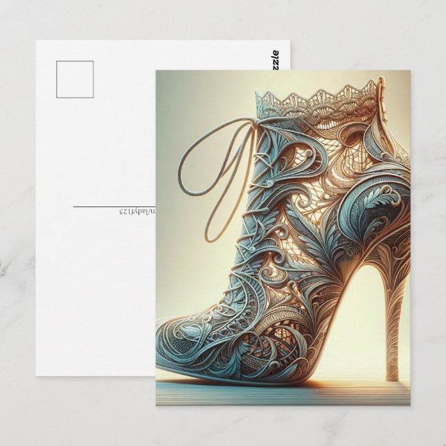 Attractive lace knitted heel, Postcrossing  Postcard (Front/Back)