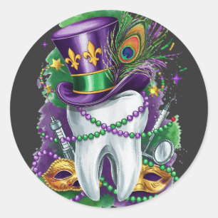 Attractive Mardi Gras Mix Dentist Costume Festive Classic Round Sticker