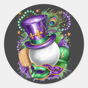 Attractive Mardi Gras Mix Ping pong Costume Festiv Classic Round Sticker