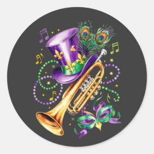 Attractive Mardi Gras Mix Trumpet Costume Festive Classic Round Sticker