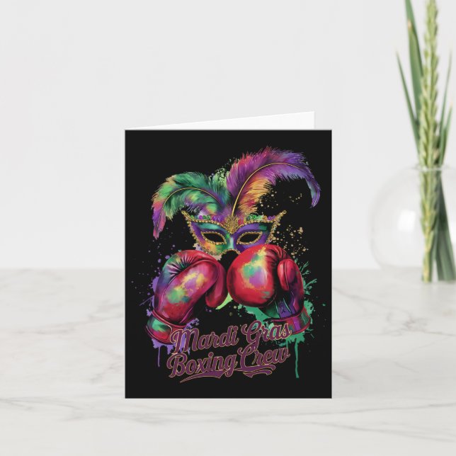 Attractive Masquerade Mask Boxing Crew Festive  Card (Front)