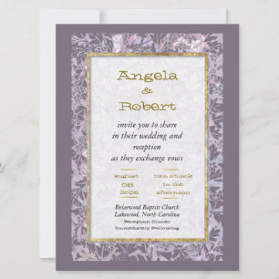 Attractive Mauve Floral Wedding Invitation