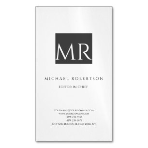 Attractive Monogram Black White Modern Magnetic Business Card