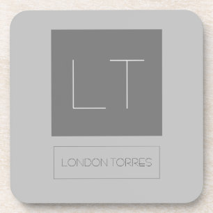 Attractive Monogram Grey Plain Coaster
