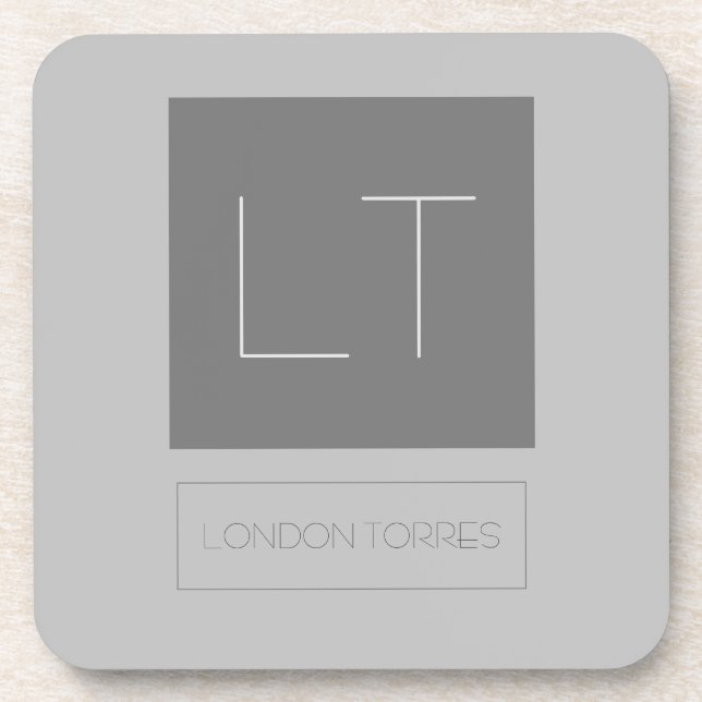 Attractive Monogram Grey Plain Coaster (Front)