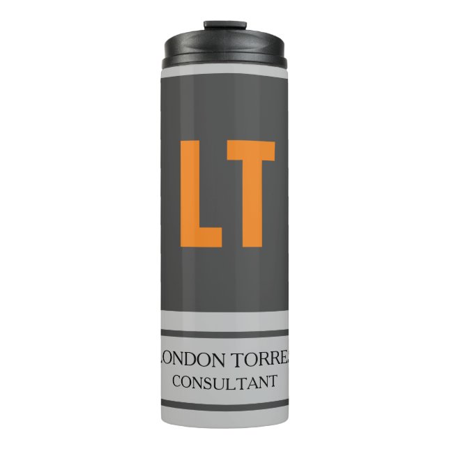 Attractive Monogram Grey Plain Thermal Tumbler (Front)