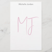 Attractive Monogram Pink White Modern Minimalist