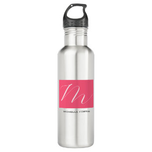 Attractive Monogram Pink White Modern Plain 710 Ml Water Bottle