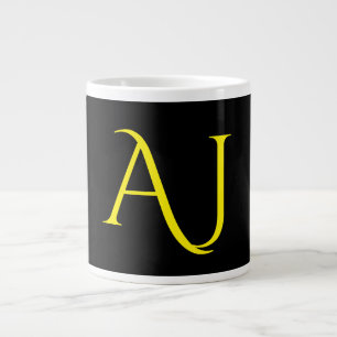 Attractive Monogram Yellow Black Modern Minimalist Large Coffee Mug