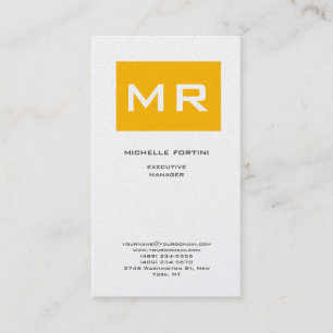 Attractive Monogram Yellow White Modern Minimalist Business Card