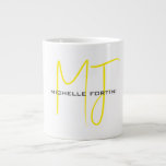 Attractive Monogram Yellow White Modern Minimalist Large Coffee Mug<br><div class="desc">Do you think it is difficult to choose a design according to your own personality and tastes? Maybe this design makes your job easier. Look again,  this is definitely what you're looking for.</div>