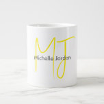 Attractive Monogram Yellow White Modern Minimalist Large Coffee Mug<br><div class="desc">Do you think it is difficult to choose a design according to your own personality and tastes? Maybe this design makes your job easier. Look again,  this is definitely what you're looking for.</div>
