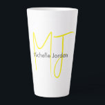 Attractive Monogram Yellow White Modern Minimalist Latte Mug<br><div class="desc">Do you think it is difficult to choose a design according to your own personality and tastes? Maybe this design makes your job easier. Look again,  this is definitely what you're looking for.</div>